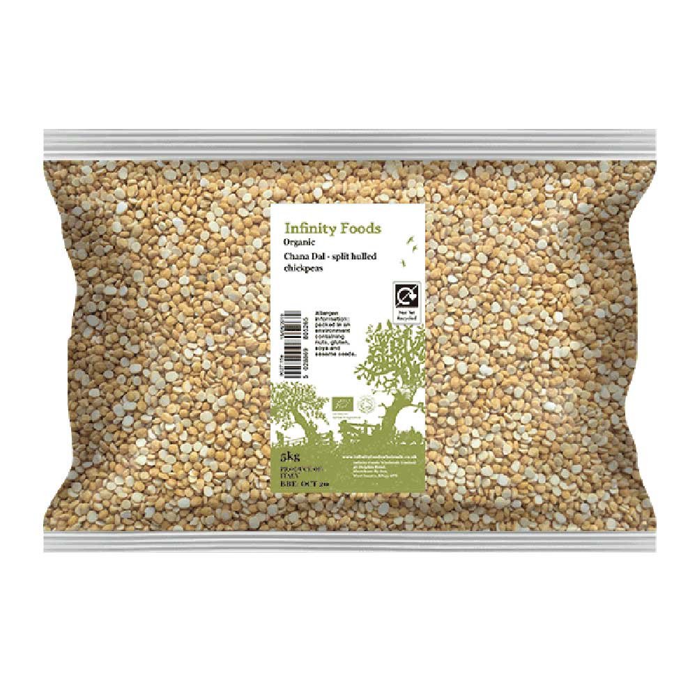 Organic Chana Dal - split hulled chickpeas Infinity Foods 5kg