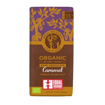 Organic Dark Caramel Crunch with Sea Salt Chocolate 55% Equa