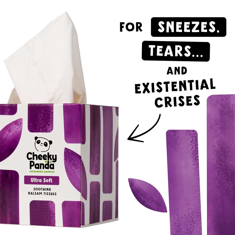 Cube Box 4 ply Bamboo Balsam Tissues - 48s Cheeky Panda 12x48