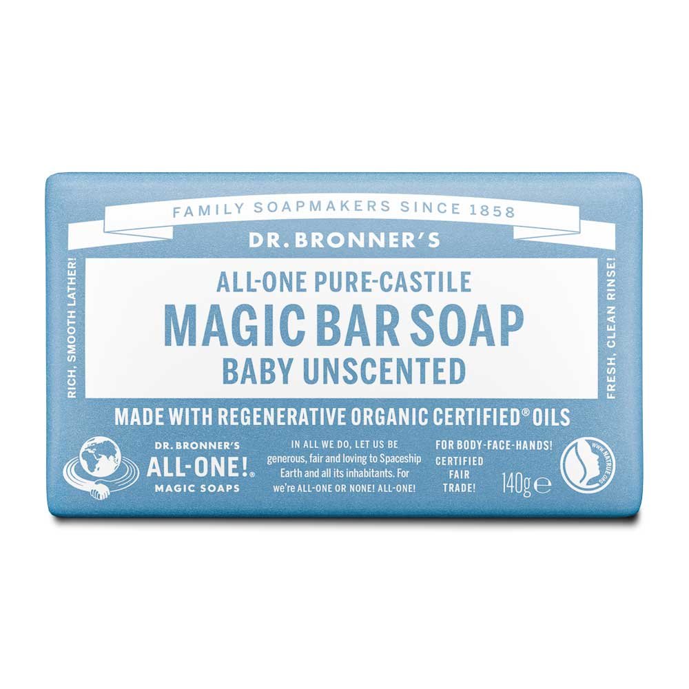 Organic Baby-Mild Unscented Soap Bar Dr. Bronner 12x140g Organic Baby-Mild Unscented Soap Bar Dr. Bronner 12x140g