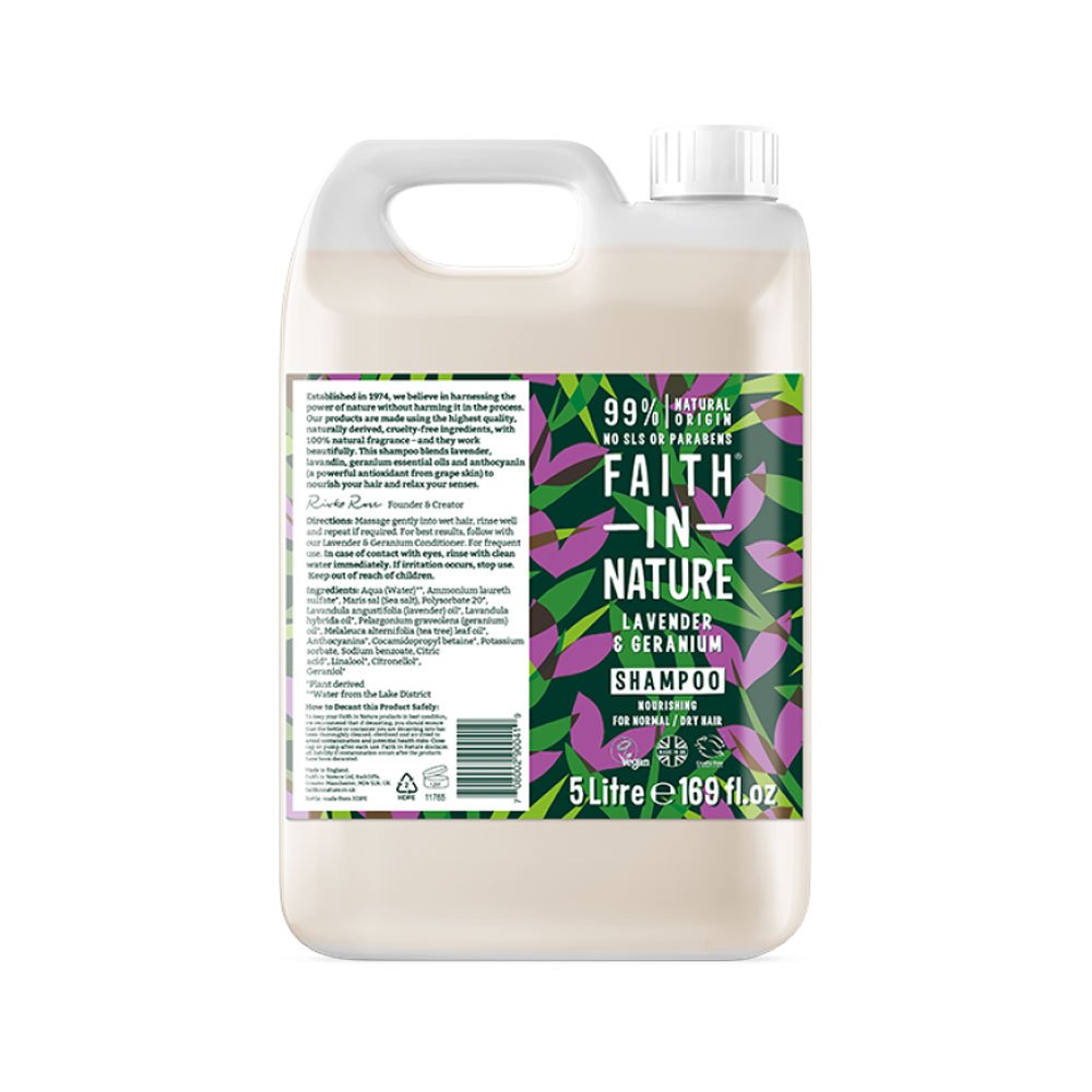 Bulk Lavender & Geranium Shampoo Faith in Nature 5l Bulk Lavender & Geranium Shampoo Faith in Nature 5l