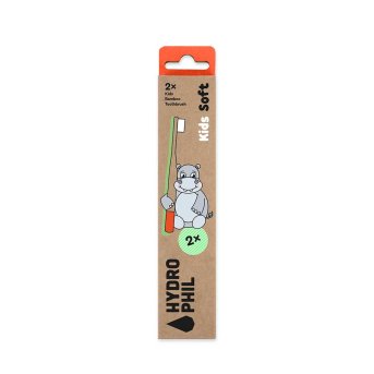 Kids Red Hippo Bamboo Toothbrush - Soft double pack Hydrophi Kids Red Hippo Bamboo Toothbrush - Soft double pack Hydrophi