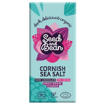 Organic Cornish Sea Salt Ecuadorian Dark Bar - 70% Seed & Bean 75g Organic Cornish Sea Salt Ecuadorian Dark Bar - 70% Seed & Bean 75g