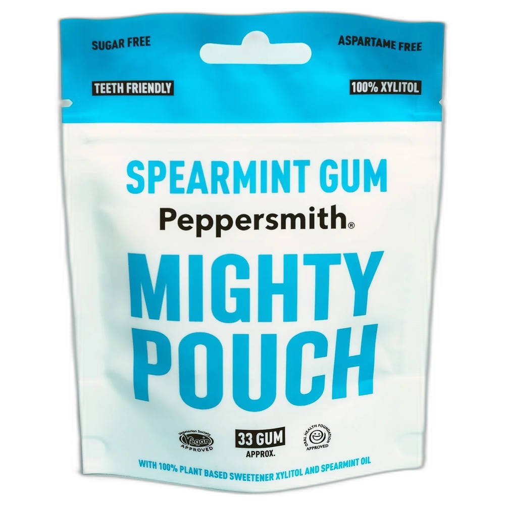 Pouch Spearmint Dental Chewing Gum - 33 gums Peppersmith 12x50g