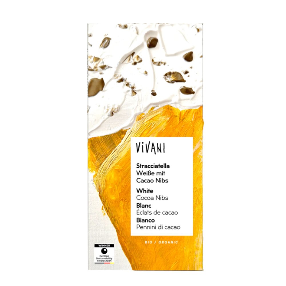 Organic Stracciatella White Chocolate with Cacao Nibs Vivani 80g