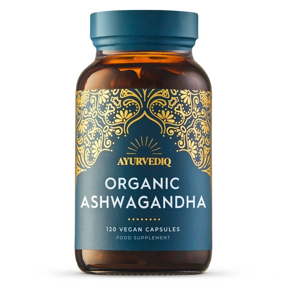 Organic Ashwagandha & Black Pepper - 120 capsules Ayurvediq 1x1jar Organic Ashwagandha & Black Pepper - 120 capsules Ayurvediq 1x1jar