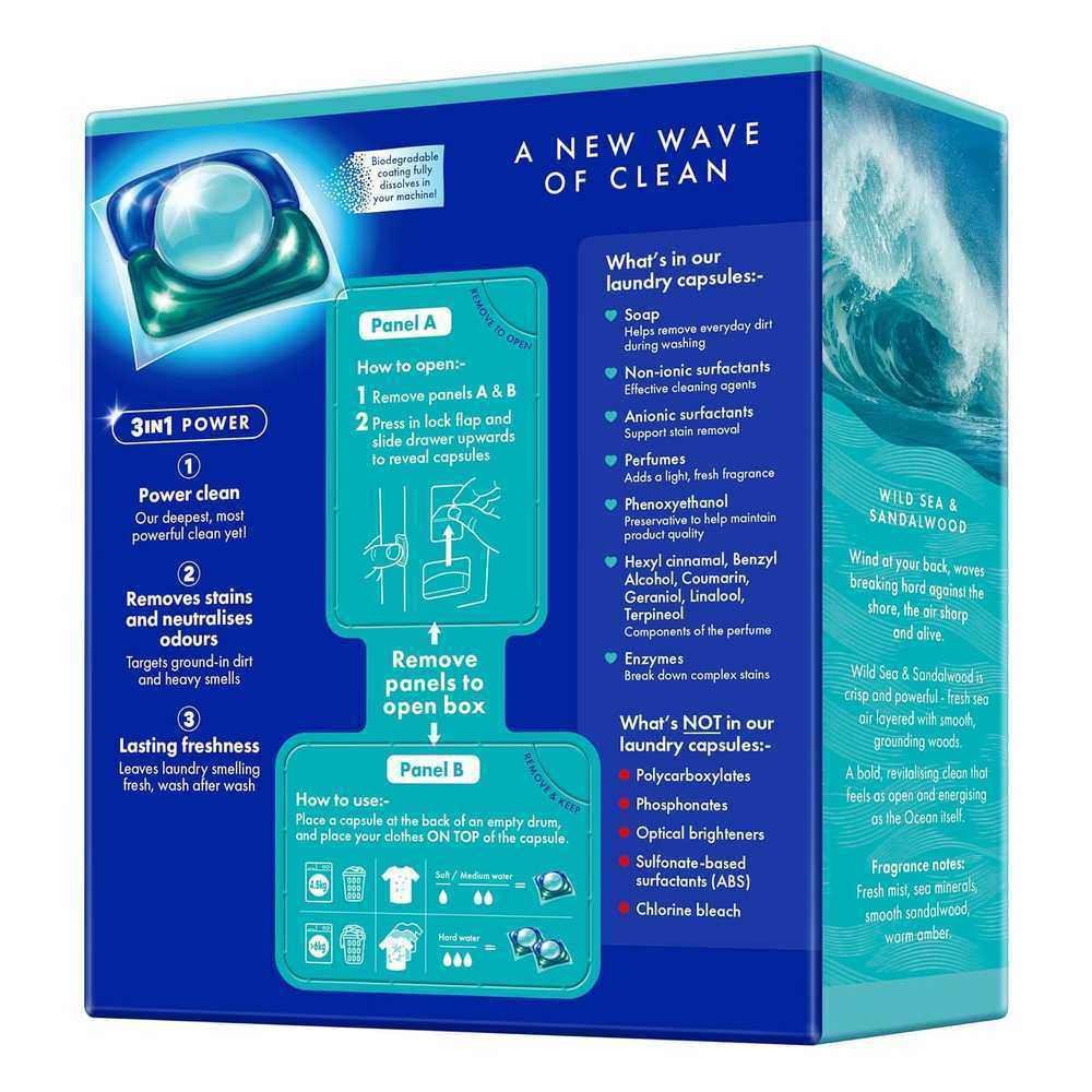 Deep Clean Bio Washing Capsules - Wild Sea & Sandalwood Ocean Saver 6x30caps Deep Clean Bio Washing Capsules - Wild Sea & Sandalwood Ocean Saver 6x30caps
