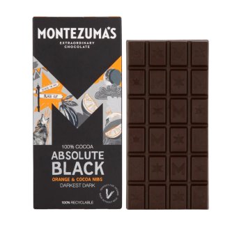 Absolute Black with Orange & Cocoa Nibs - 100% Montezuma 12x90g Absolute Black with Orange & Cocoa Nibs - 100% Montezuma 12x90g