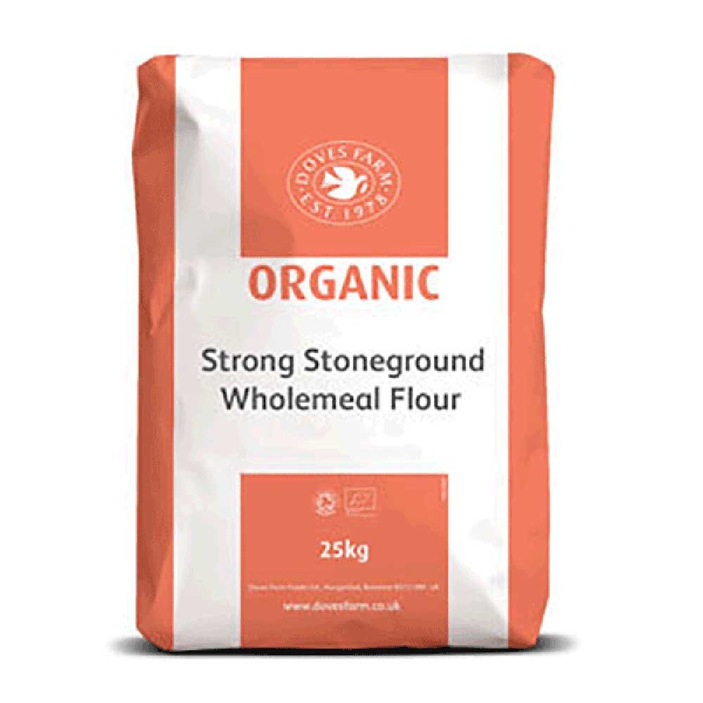 Organic Strong Stoneground Wholemeal Flour Doves Farm 25kg Organic Strong Stoneground Wholemeal Flour Doves Farm 25kg
