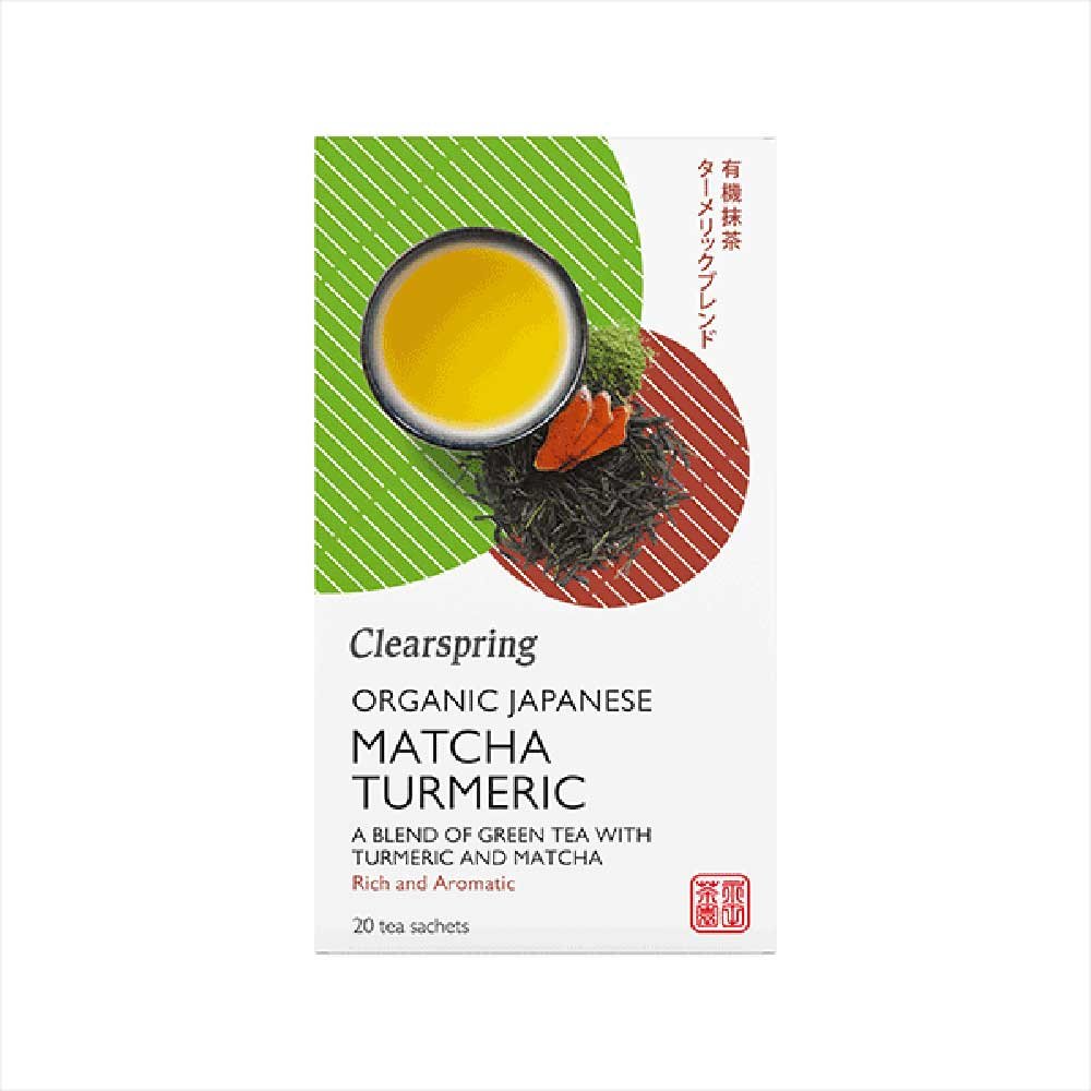 Organic Matcha Turmeric Green Tea Bags Clearspring 20bgs Organic Matcha Turmeric Green Tea Bags Clearspring 20bgs