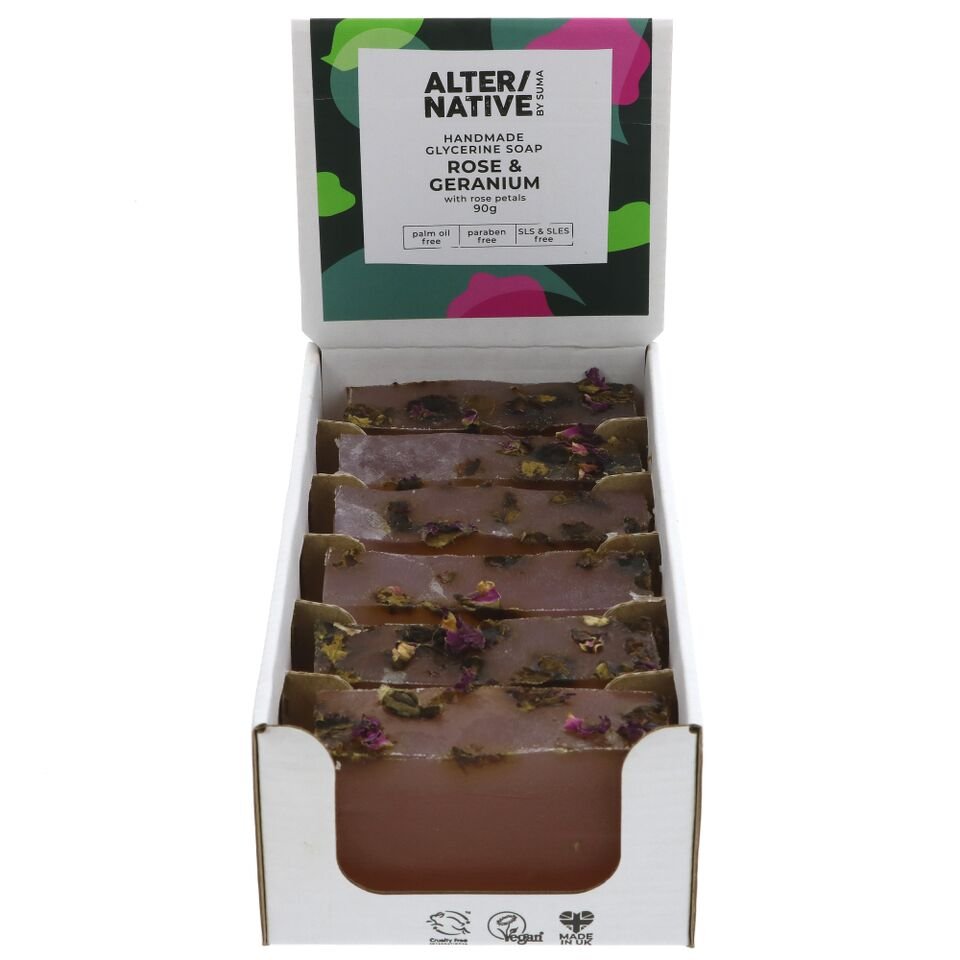 Rose & Geranium Glycerine Soap Alter-Native by Suma 90g Rose & Geranium Glycerine Soap Alter-Native by Suma 90g