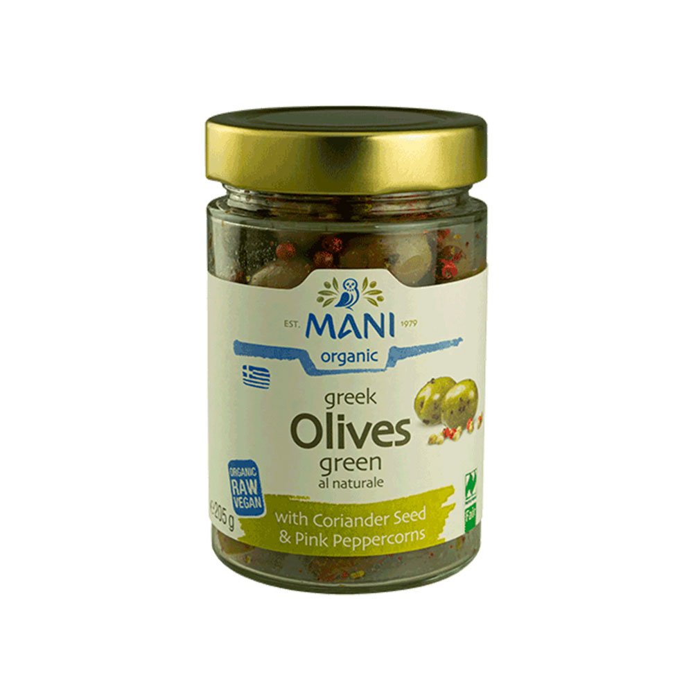 Organic Green Olives with Pink Peppercorns - vacuum preserve Organic Green Olives with Pink Peppercorns - vacuum preserve