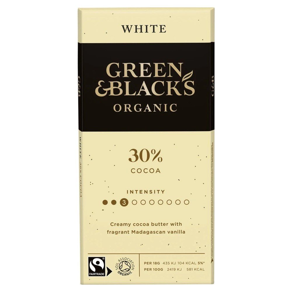 Organic White Chocolate Bar Green & Black 15x90g