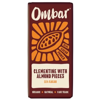 Organic Clementine With Almond Pieces Chocolate bar Ombar 10x70g