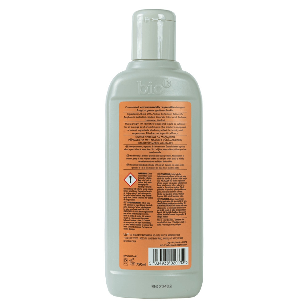 Mandarin Washing Up Liquid Bio-D 12x750ml Mandarin Washing Up Liquid Bio-D 12x750ml