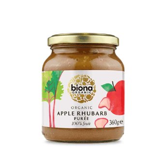 Organic Apple & Rhubarb Purée - jar Biona 6x360g Organic Apple & Rhubarb Purée - jar Biona 6x360g
