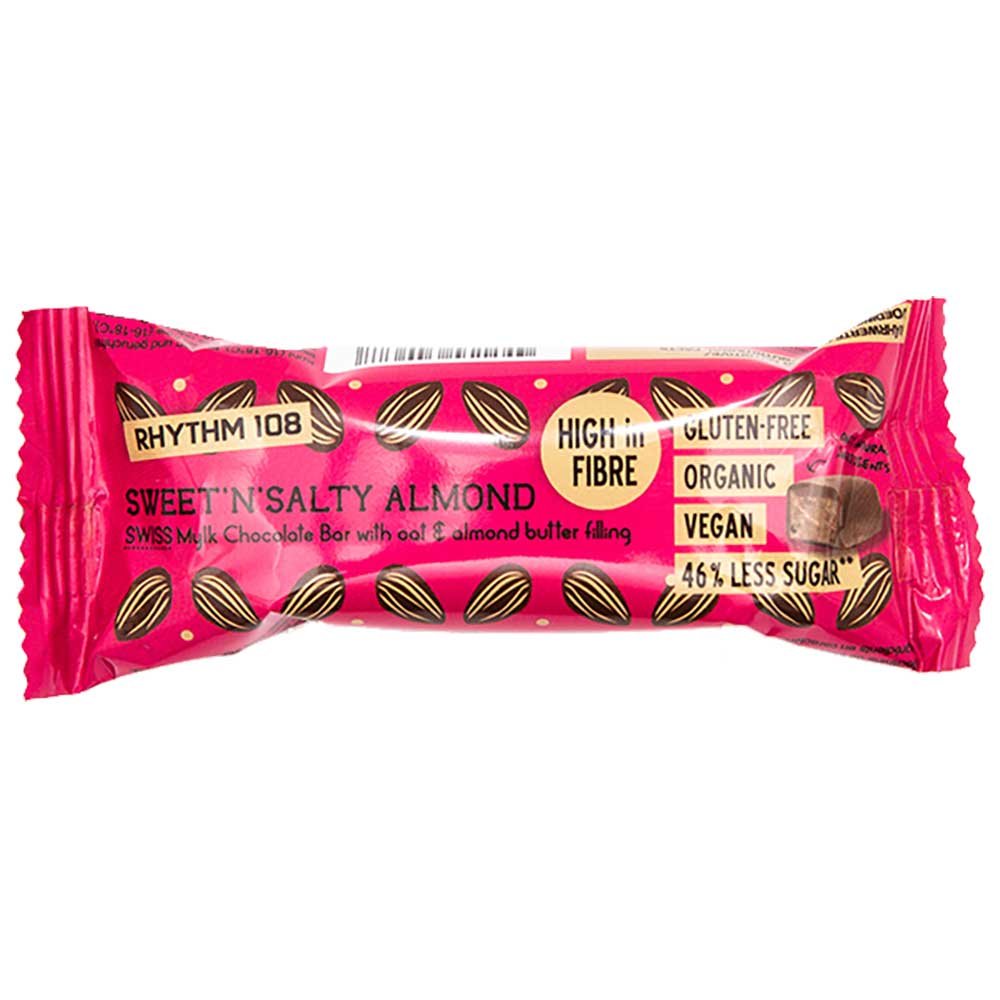 Organic Almond & Sea Salt M'lk Chocolate Bar Rhythm 108 33g Organic Almond & Sea Salt M'lk Chocolate Bar Rhythm 108 33g