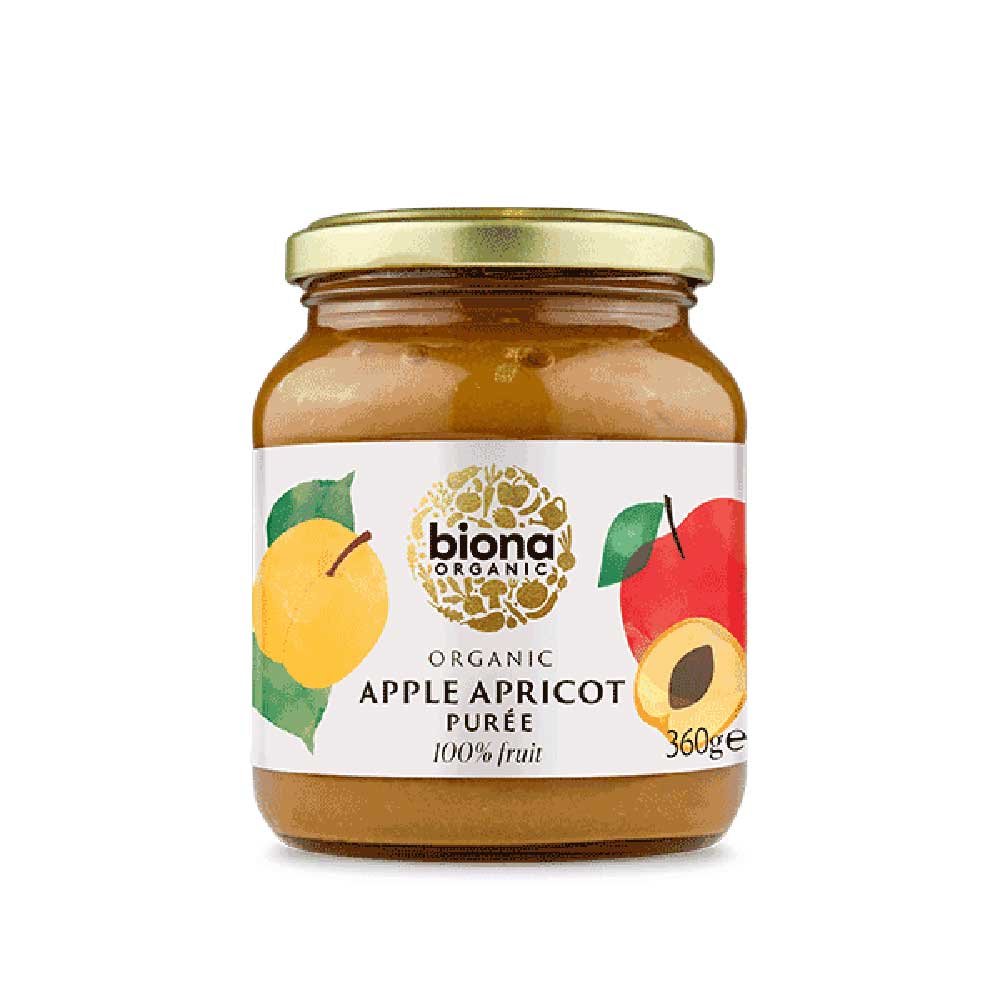 Organic Apple & Apricot Purée - jar Biona 360g Organic Apple & Apricot Purée - jar Biona 360g