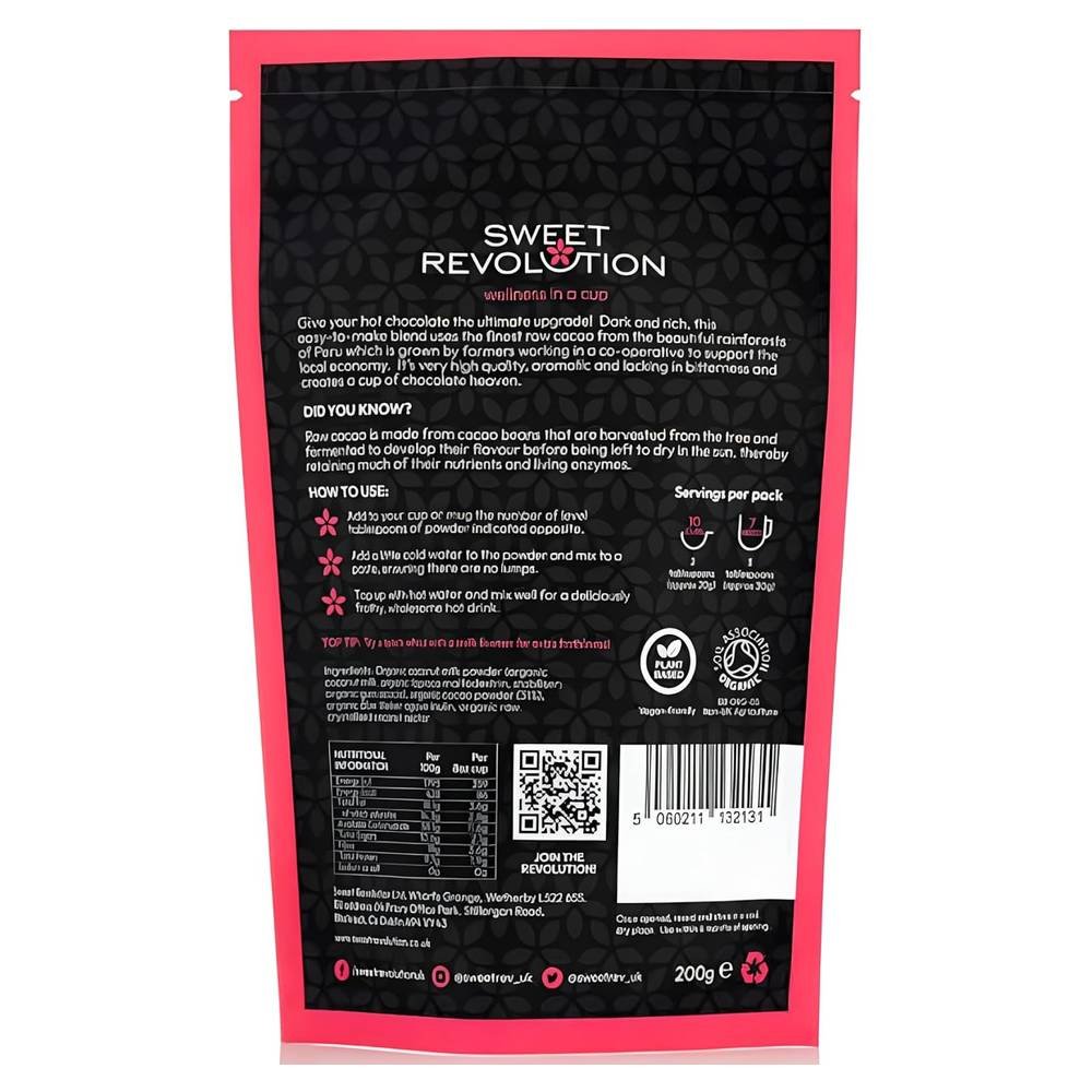 Organic Hot Chocolate - Instant Sweet Revolution 5x200g Organic Hot Chocolate - Instant Sweet Revolution 5x200g