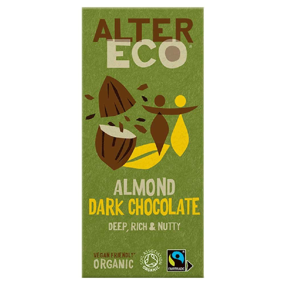 Organic Almond Dark Chocolate Bar Alter Eco 100g