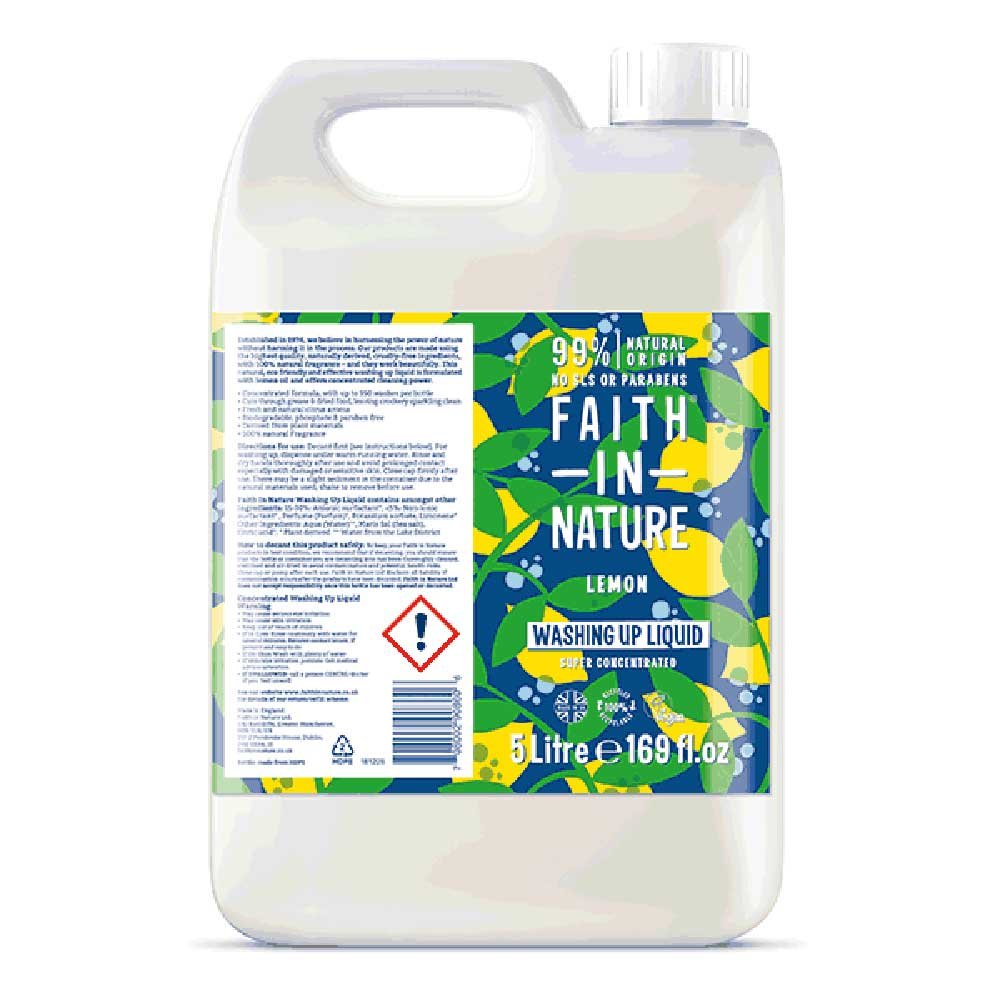 Concentrated Washing Up Liquid - Lemon Fragrance Faith in Nature 5l