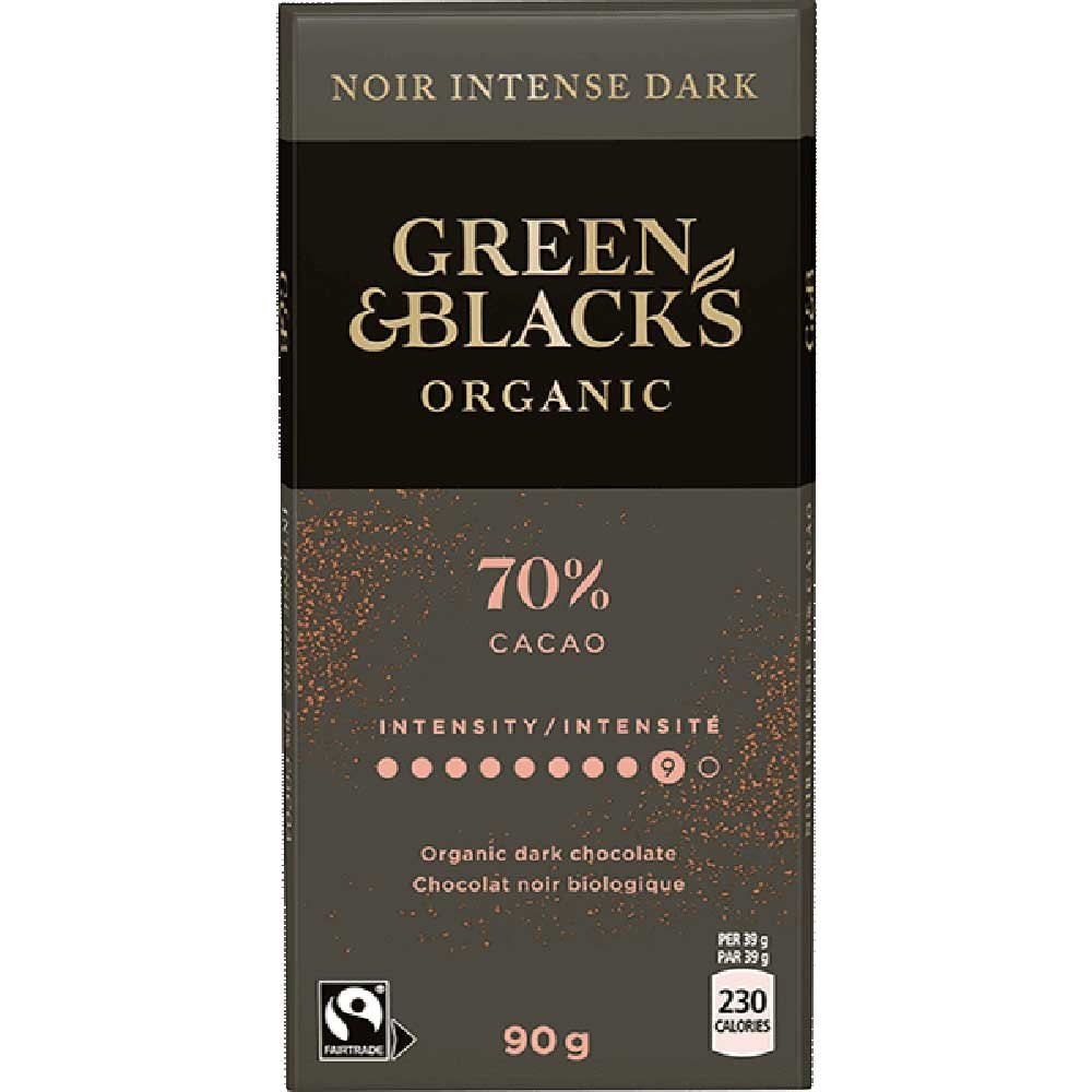 Organic 70% Dark Chocolate Bar Green & Black 90g