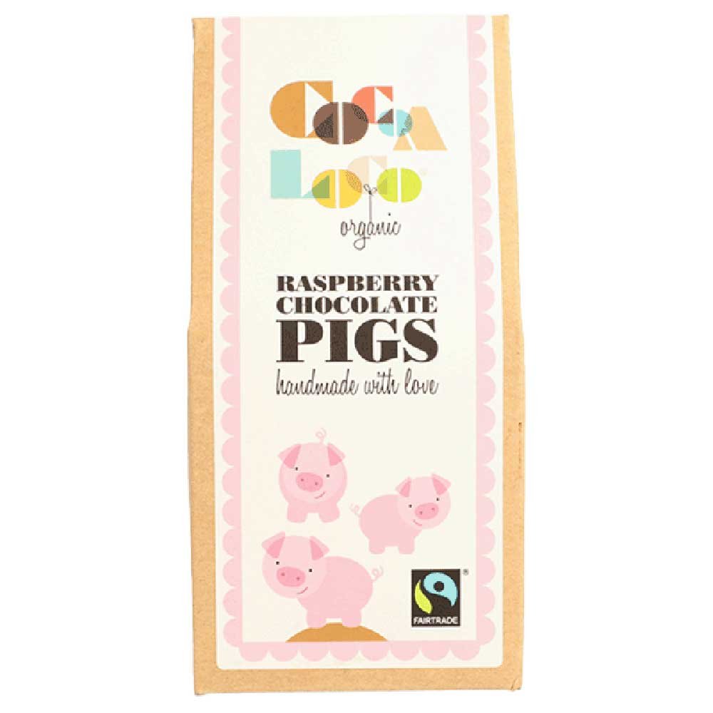 Organic Raspberry Pink Pigs - white Cocoa Loco 100g Organic Raspberry Pink Pigs - white Cocoa Loco 100g