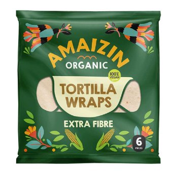 Organic Extra Fibre Tortilla Wraps (6 wheat wraps) Amaizin 2 Organic Extra Fibre Tortilla Wraps (6 wheat wraps) Amaizin 2