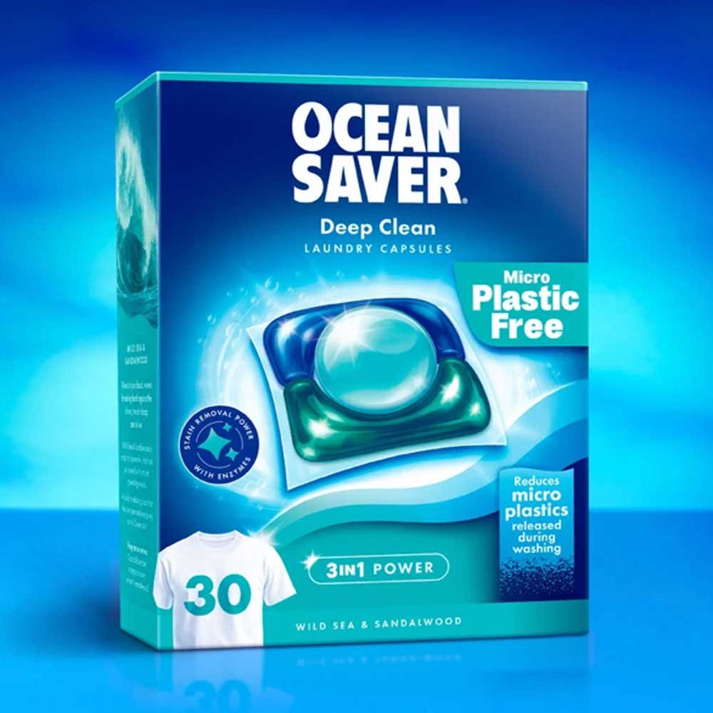 Deep Clean Bio Washing Capsules - Wild Sea & Sandalwood Ocean Saver 6x30caps Deep Clean Bio Washing Capsules - Wild Sea & Sandalwood Ocean Saver 6x30caps