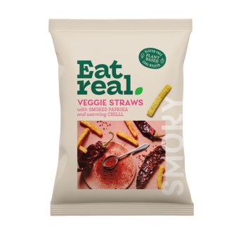 Veggie Straws Smoked Paprika & Chilli - large Eat Real 10x110g Veggie Straws Smoked Paprika & Chilli - large Eat Real 10x110g