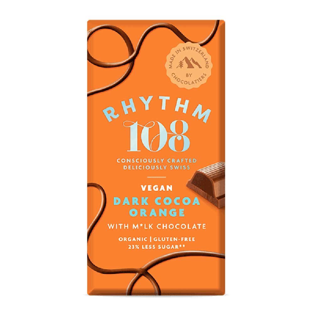Organic Dark Cocoa Orange Filled M*lk Chocolate Tablet Rhyth Organic Dark Cocoa Orange Filled M*lk Chocolate Tablet Rhyth
