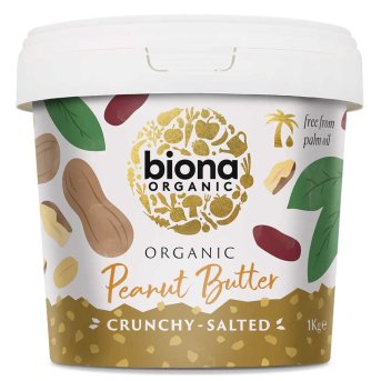 Organic Salted Peanut Butter Crunchy - tub Biona 1kg
