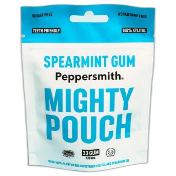 Pouch Spearmint Dental Chewing Gum - 33 gums Peppersmith 12x50g Pouch Spearmint Dental Chewing Gum - 33 gums Peppersmith 12x50g