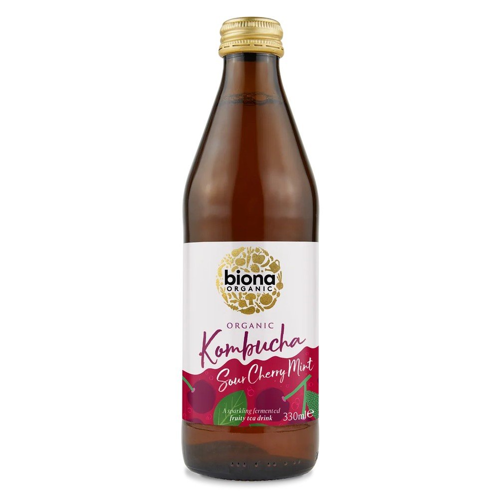 Organic Kombucha Cherry & Mint Biona 6x330ml Organic Kombucha Cherry & Mint Biona 6x330ml