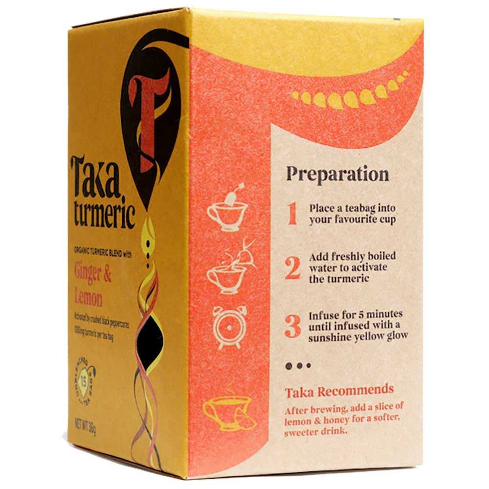Organic Ginger Lemon Turmeric Tea Bags Taka Turmeric 15bgs Organic Ginger Lemon Turmeric Tea Bags Taka Turmeric 15bgs