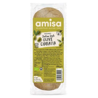 Organic Olive Ciabatta Bread Amisa 180g Organic Olive Ciabatta Bread Amisa 180g