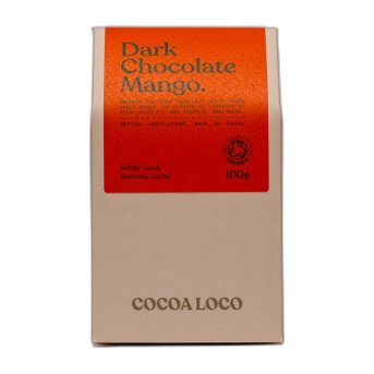 Organic 73% Dark Chocolate Dipped Mango Cocoa Loco 6x110g Organic 73% Dark Chocolate Dipped Mango Cocoa Loco 6x110g