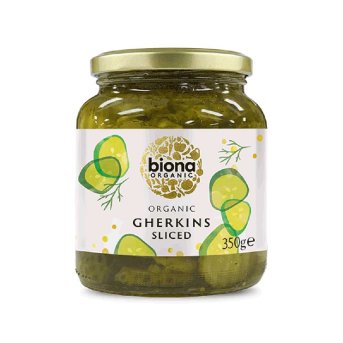 Organic Gherkins Sliced Biona 350g
