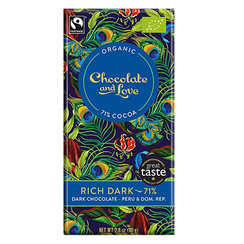 Organic Rich - Dark Chocolate 71% Chocolate and Love 80g Organic Rich - Dark Chocolate 71% Chocolate and Love 80g
