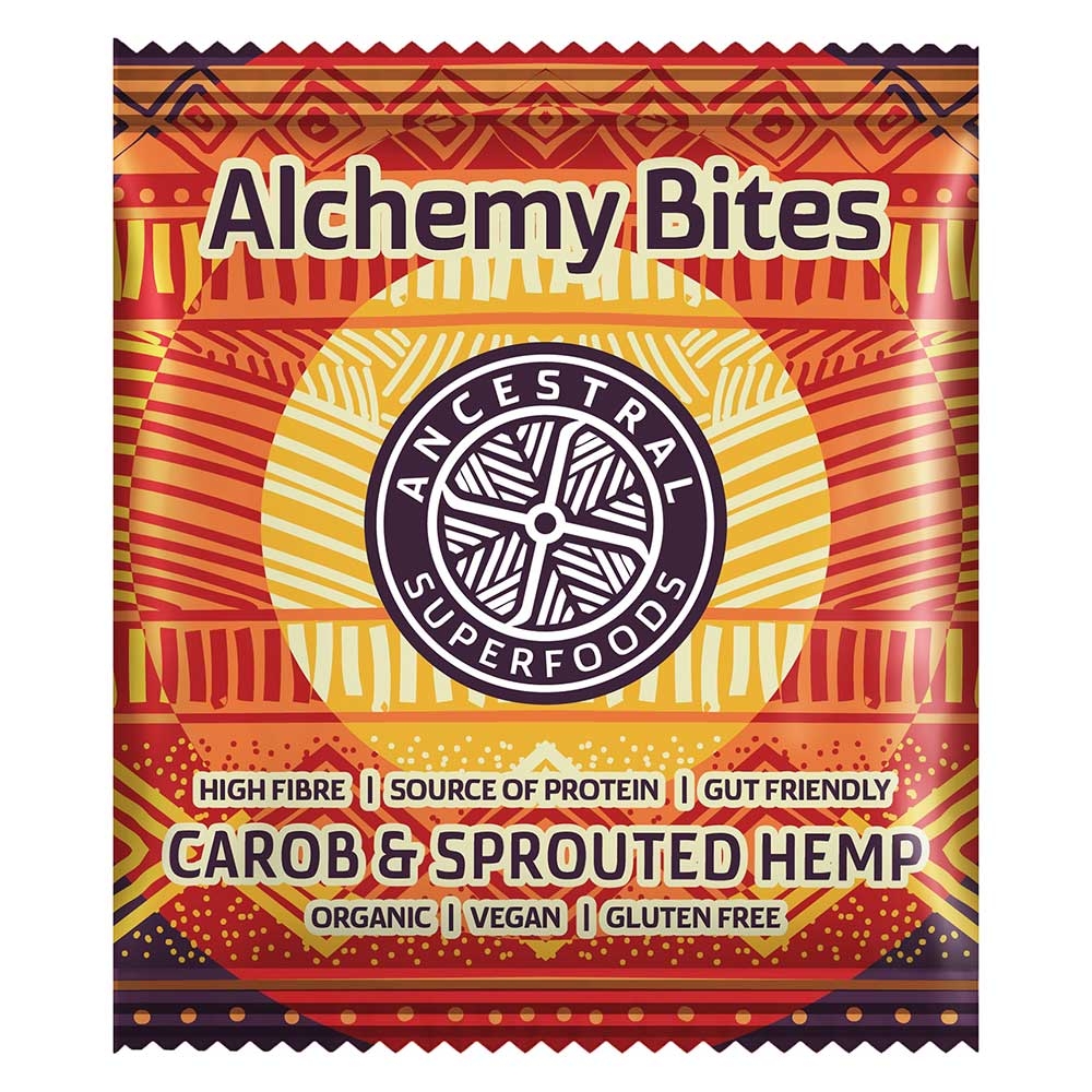 Organic Alchemy Bites Carob & Hemp Ancestral Superfoods 8x40g