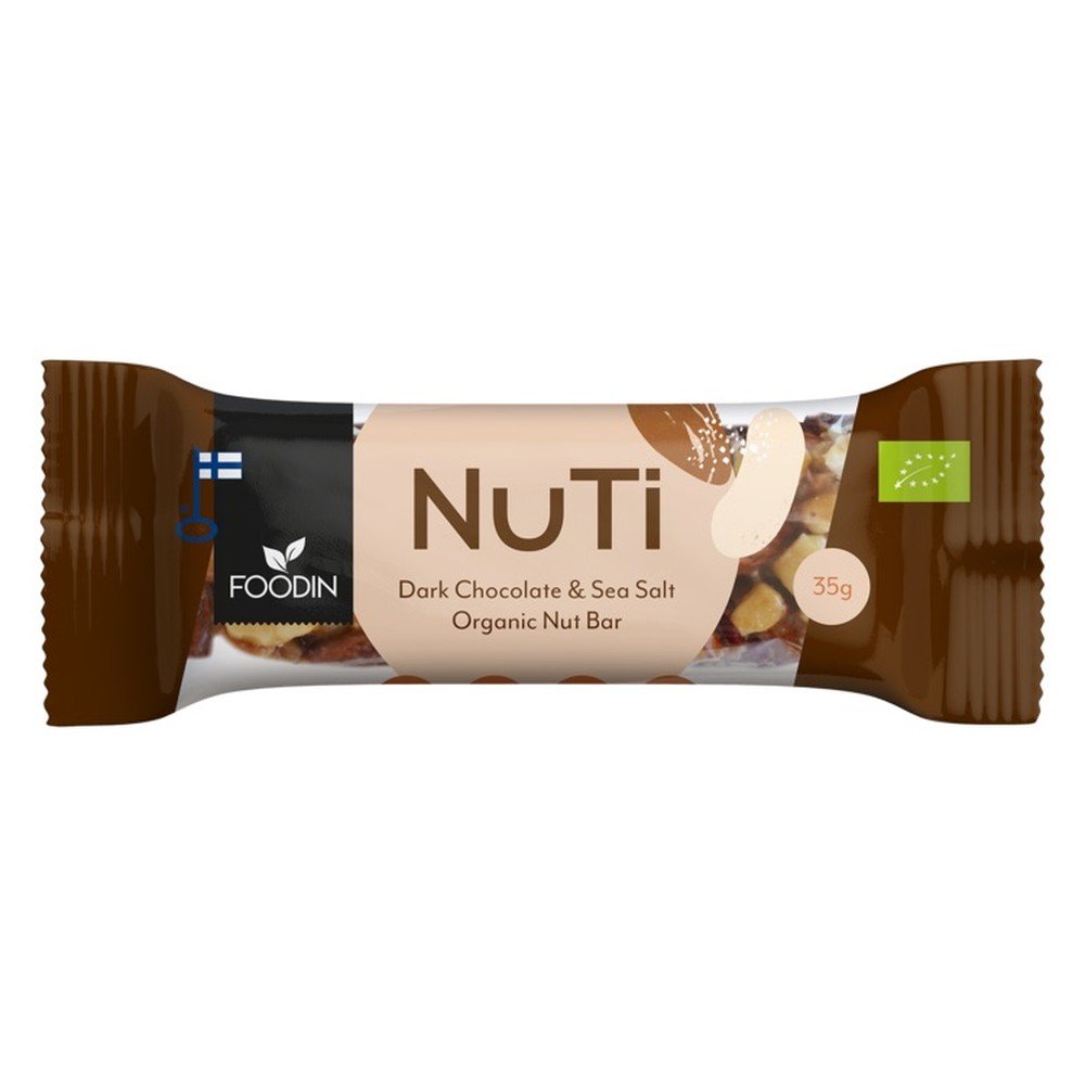 Organic NuTi Almond Dark Chocolate & Sea Salt Bar Foodin 15x35g Organic NuTi Almond Dark Chocolate & Sea Salt Bar Foodin 15x35g