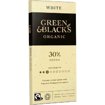 Organic White Chocolate Bar Green & Black 90g