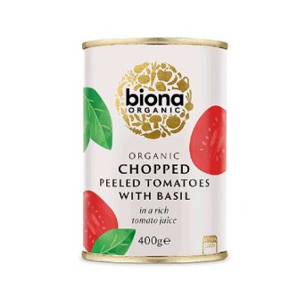 Organic Tomatoes Chopped with Basil Biona 400g
