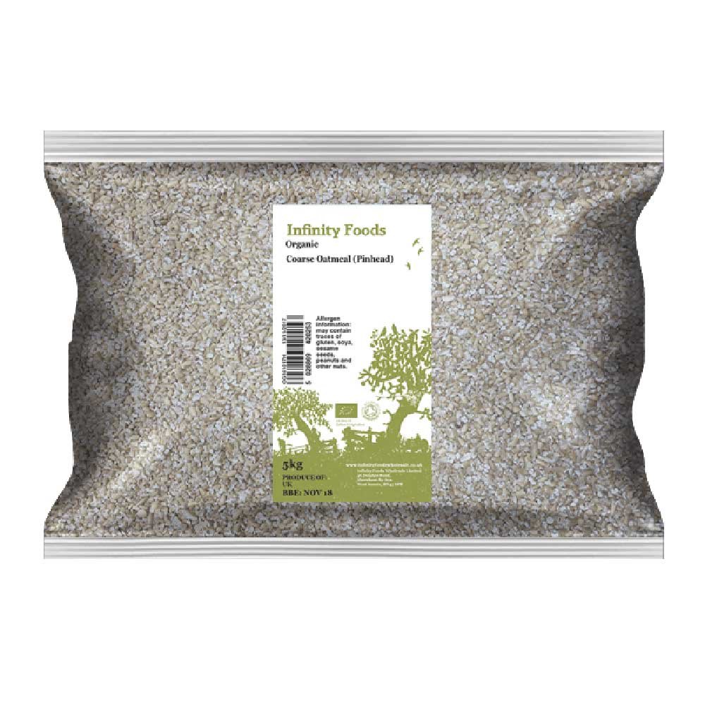 Organic Oatmeal - Coarse (Pinhead) Infinity Foods 5kg