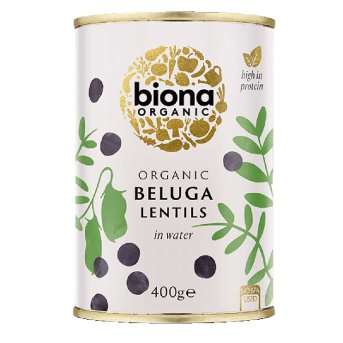 Organic Black Beluga Lentils in tins Biona 400g