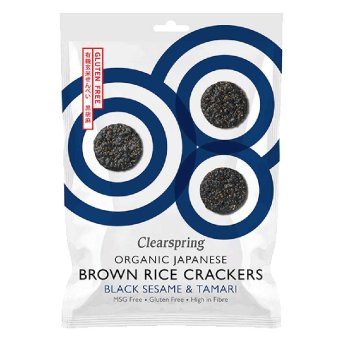 Organic Black Sesame Brown Rice Crackers Clearspring 40g