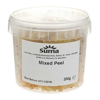 Candied Mixed Peel - contains SO2 - tub Suma 200g Candied Mixed Peel - contains SO2 - tub Suma 200g