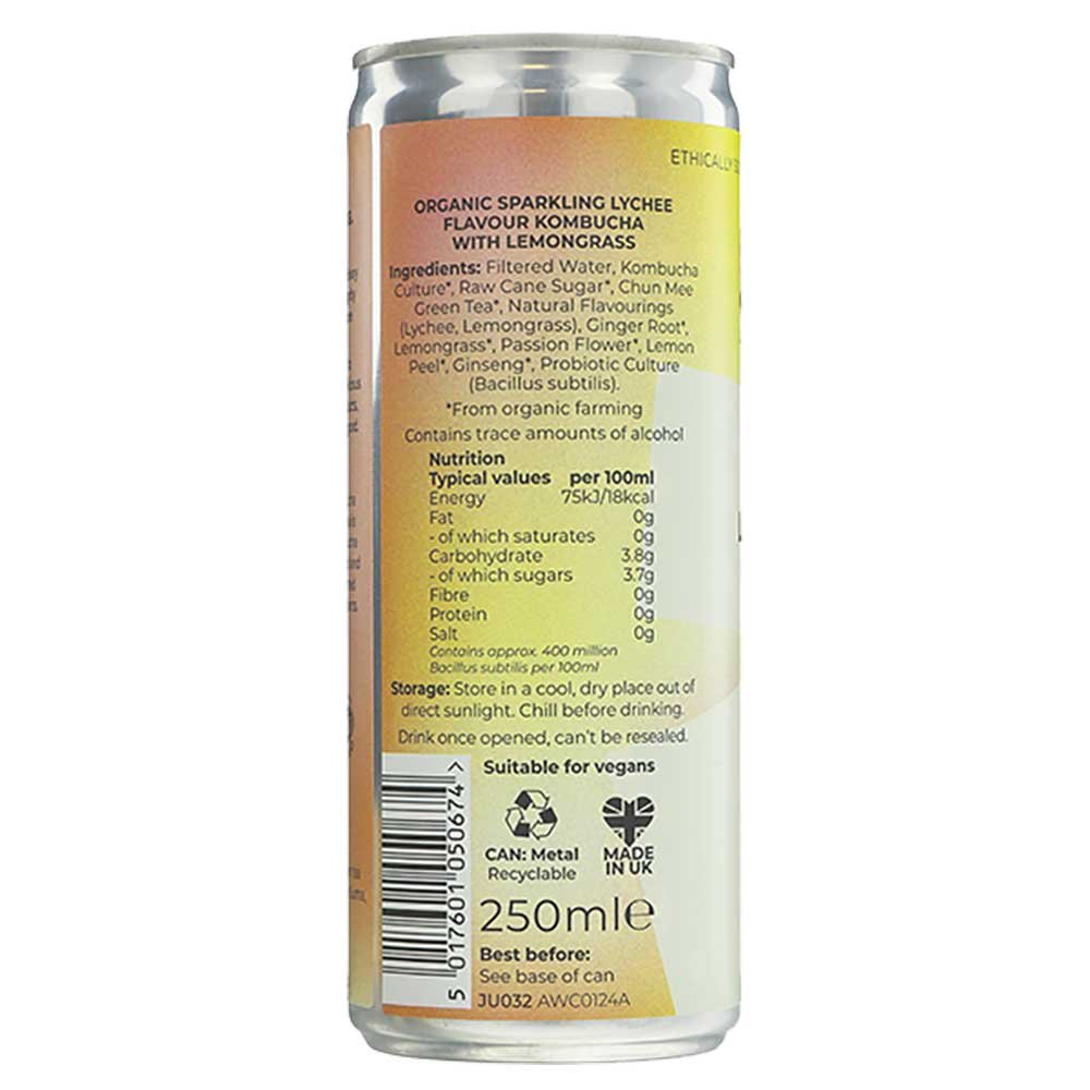 Organic Lychee Lemongrass Kombucha Suma 250ml Organic Lychee Lemongrass Kombucha Suma 250ml