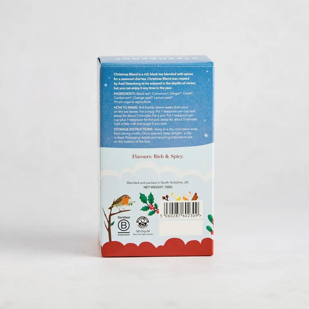 Organic Black Tea Christmas Blend Steenbergs 4x100g Organic Black Tea Christmas Blend Steenbergs 4x100g