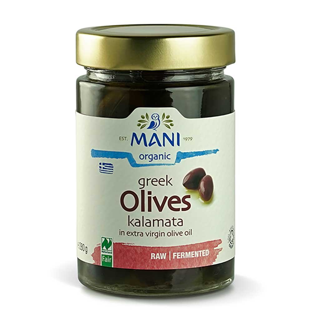 Organic Kalamata Olives in e.v. Olive oil Mani 280g Organic Kalamata Olives in e.v. Olive oil Mani 280g